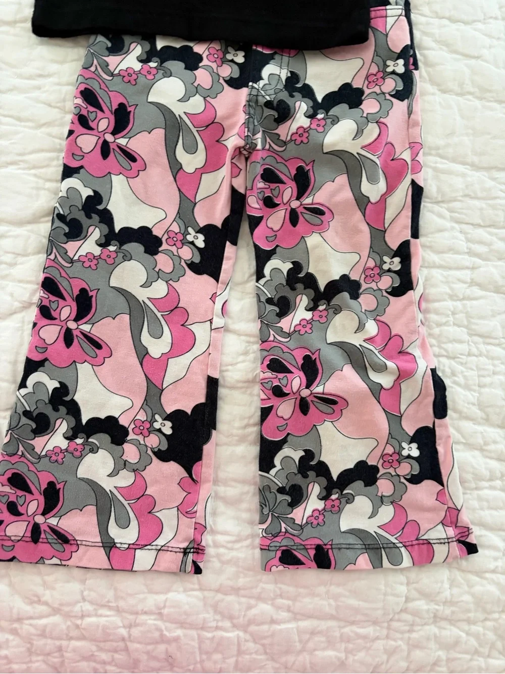Flowers by Zoe Black Tee with Pink & Gray Floral Pajama Pants